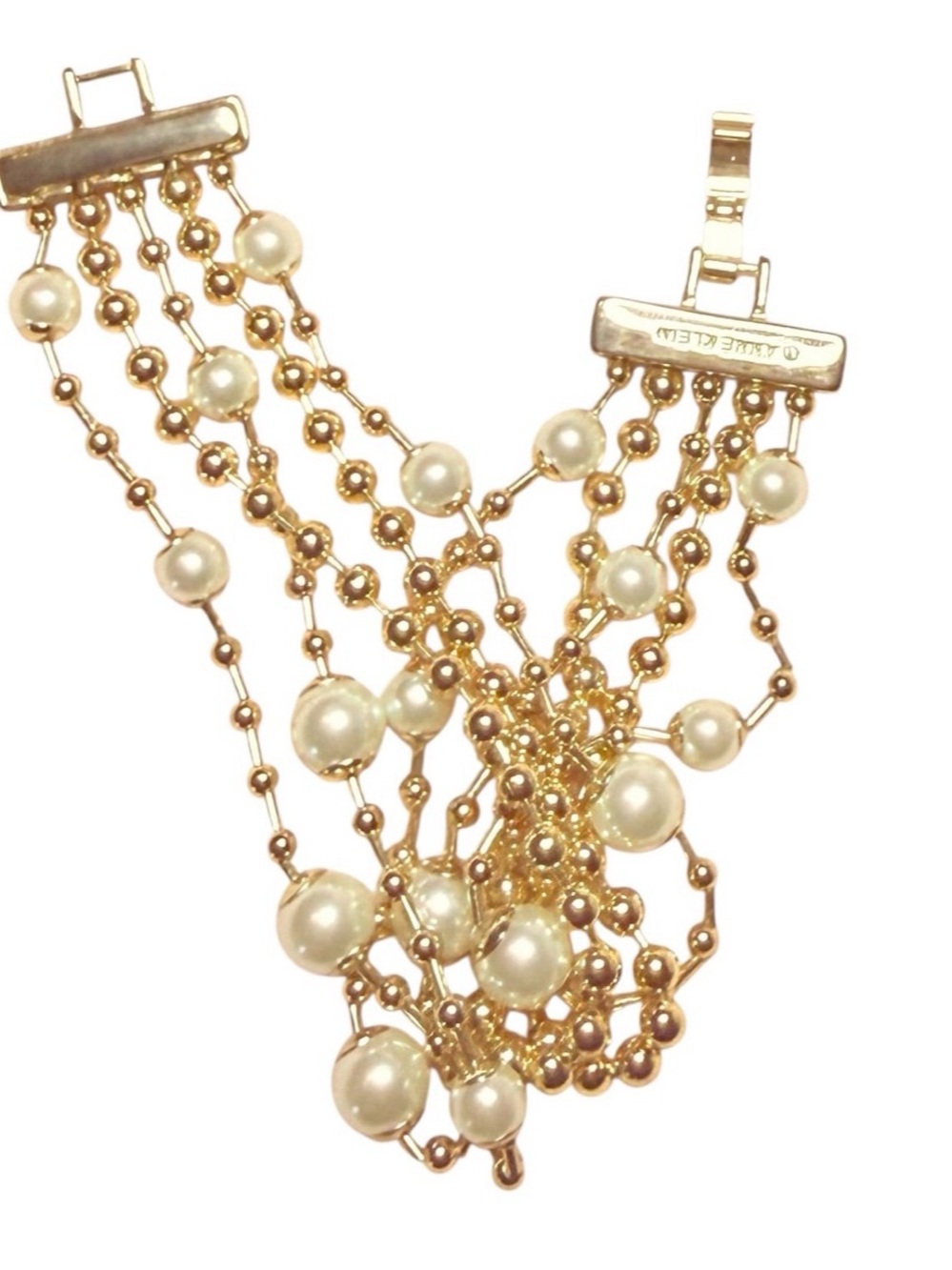 Anne Klein Gold and Ivory Pearl Multi-Strand Necklace